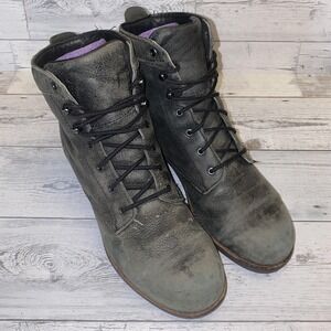 Worx Red Wing Boots Womens 9 Gray Green Leather Work Safety Toe Slip Resistant